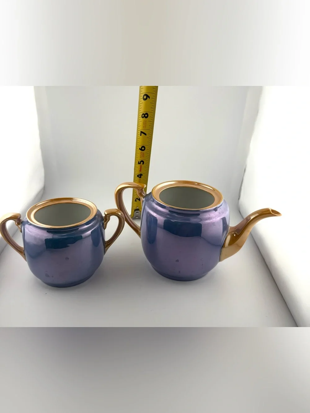 Beautiful Vintage Japanese Porcelain Lusterware Pair (Teapot & Sugar Bowl)